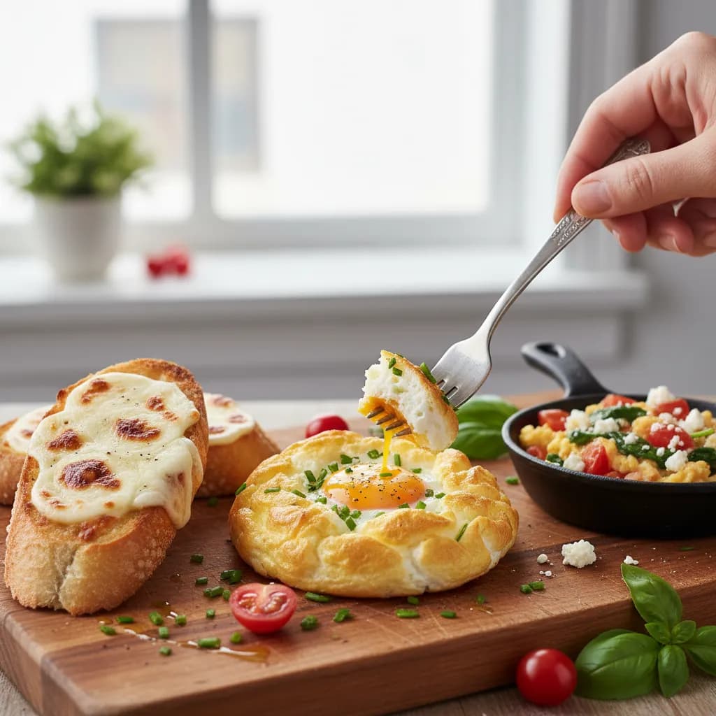Ovo Variado com Pão Francês e Mussarela